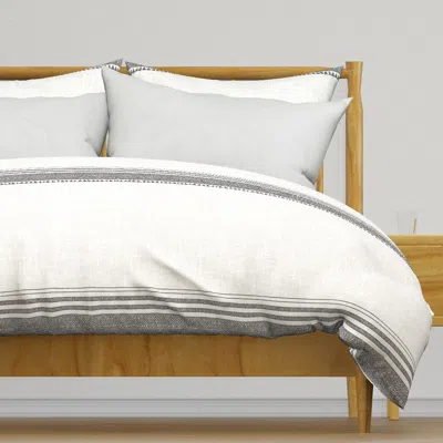 Spoonflower French Linen Charcoal Tassel Duvet Cover