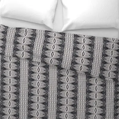Spoonflower French Linen Tribal Ikat Dark Wide Cotton Sateen 3.5 oz 26" X 20" Standard Knife Edge