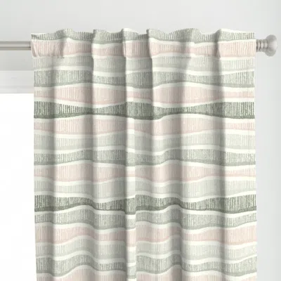 Spoonflower Fringe (lg Greens Blush) Curtain Panel