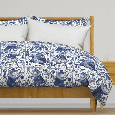 Spoonflower Frog & Toad Court - Delft Blue Duvet Cover