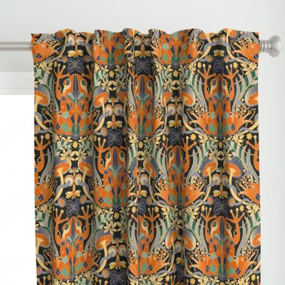 Spoonflower Frog Deco Harlequin Curtain Panel In Brown