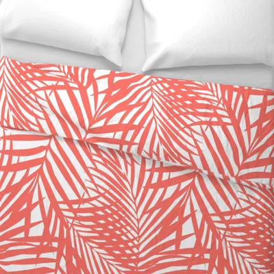 Spoonflower Fronds Living Coral Wide Cotton Sateen 3.5 oz 26" X 20" Standard Knife Edge