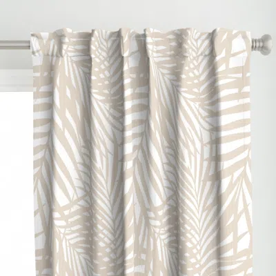 Spoonflower Fronds White Mocha Curtain Panel