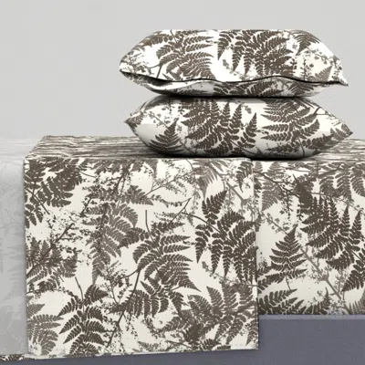 Spoonflower Frosted Ferns King Sheet Set In Brown
