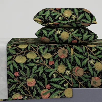Spoonflower Fruit William Morris Original On Black King Sheet Set