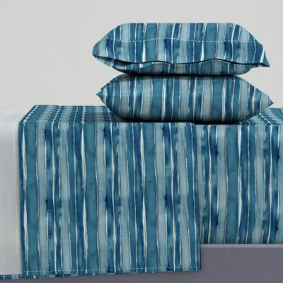 Spoonflower Full Of Grace Blue Stripes King Sheet Set