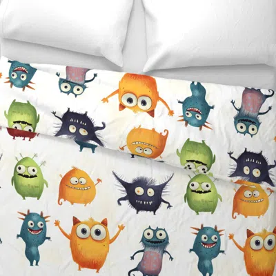 Spoonflower Fun Little Monsters Wide Cotton Sateen 3.5 oz 26" X 20" Standard Knife Edge