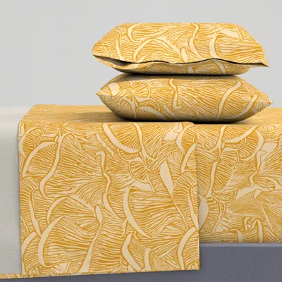 Spoonflower Fungus Mushroom Orange Queen Sheet Set