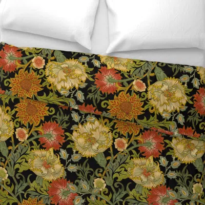Spoonflower Garden Fresco Classic In Black- Willam Morris Style Euro Pillow Sham In Multi