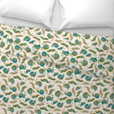 Spoonflower Garden Munchers Snails Slugs-01 Wide Cotton Sateen 3.5 oz 26" X 20" Standard Knife Edge