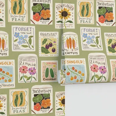 Spoonflower Garden Seed Packets - Light Green - Small Performance 2' X 12' In Multi
