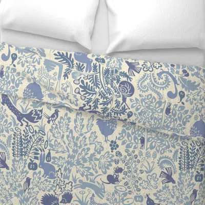 Spoonflower Garden Tales Blue Shades - L Wide Cotton Sateen 3.5 oz 26" X 20" Standard Knife Edge