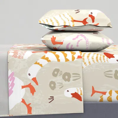 Spoonflower Geese Cute Patterned Farm Animals - L Queen Sheet Set