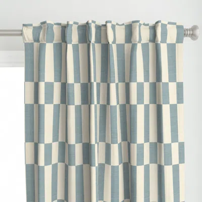 Spoonflower Geometric Grid Box Muted Curtain Panel