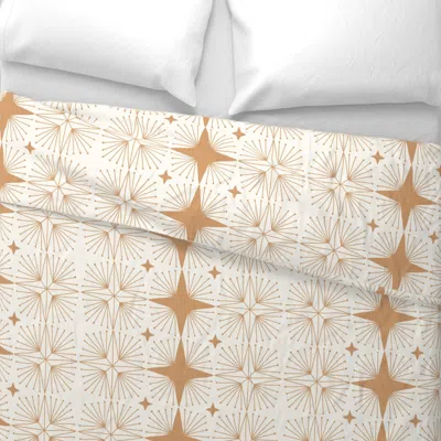 Spoonflower Geometric Stars Tawny On Cream Wide Cotton Sateen 3.5 oz 26" X 20" Standard Knife Edge