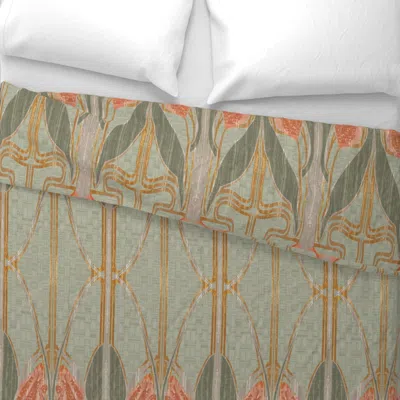 Spoonflower Giant-scaled Tulips Textured Art Deco Mural Wide Cotton Sateen 3.5 oz 26" X 20" Standard Knife Edge