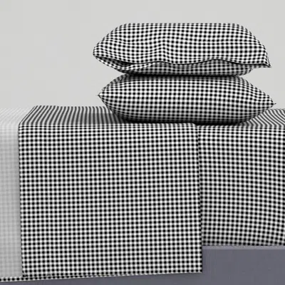 Spoonflower Gingham Black And White And Grey All Over Small Queen Sheet Set