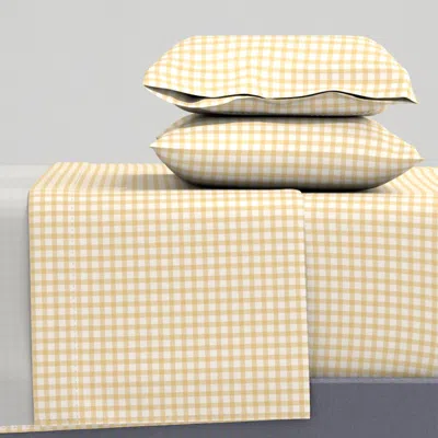 Spoonflower Gingham Classic Plaid Yellow And Cream King Sheet Set