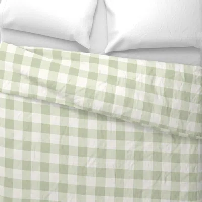 Spoonflower Gingham Green Euro Pillow Sham