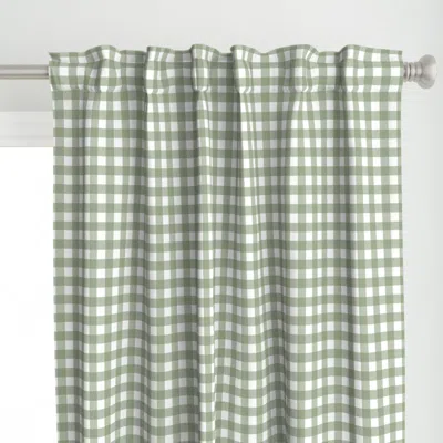 Spoonflower Gingham - Sage - Medium Curtain Panel