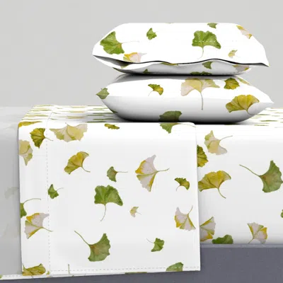 Spoonflower Gingko Floating Full Sheet Set