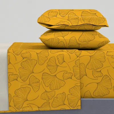 Spoonflower Ginkgo Leaf Sunset Yellow King Sheet Set