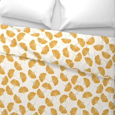Spoonflower Ginkgo Leaves - Saffron - Lad19 Wide Cotton Sateen 3.5 oz 26" X 20" Standard Knife Edge