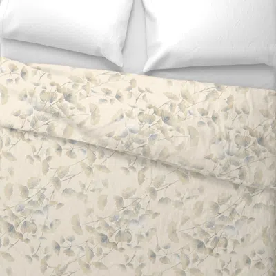 Spoonflower Ginkgo Peaches Wide Cotton Sateen 3.5 oz 26" X 20" Standard Knife Edge In Neutral