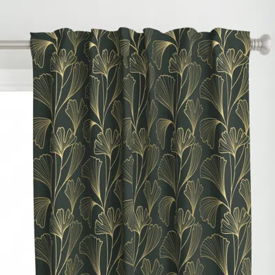 Spoonflower Ginkgo Vines Black Curtain Panel