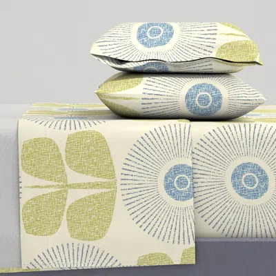Spoonflower Gira Vs2 - Green & Blue - X Large King Sheet Set