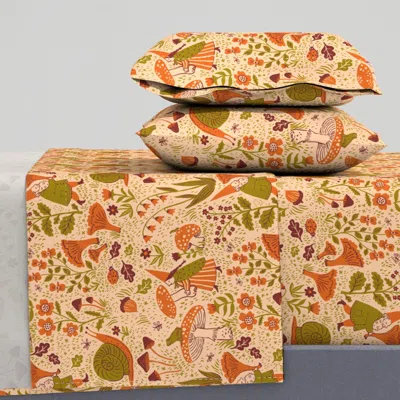 Spoonflower Gnomes Almond Queen Sheet Set