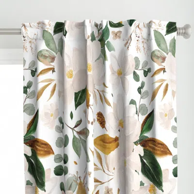 Spoonflower Gold Magnolia Floral - Curtain Panel