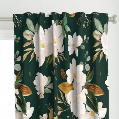Spoonflower Gold Magnolia Floral On Curtain Panel