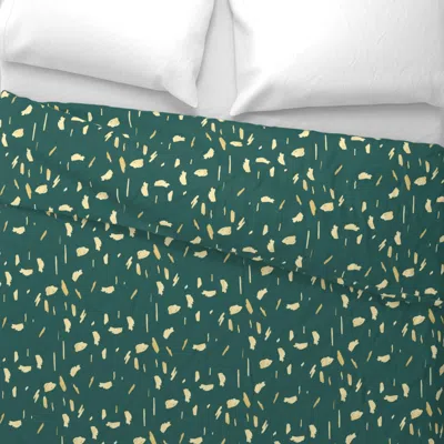 Spoonflower Gold Paint Blobs Daubs On Deep Rich Green Wide Cotton Sateen 3.5 oz 26" X 20" Standard Knife Edge
