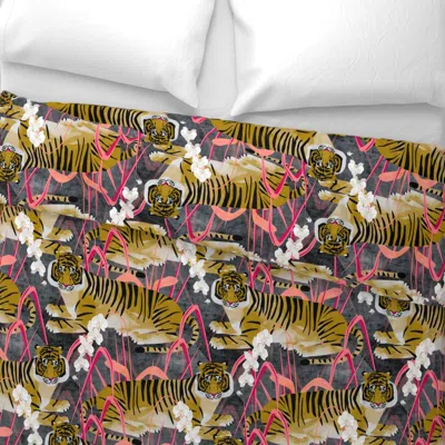 Spoonflower Gold Velvet Tiger On Black Wide Cotton Sateen 3.5 oz 26" X 20" Standard Knife Edge