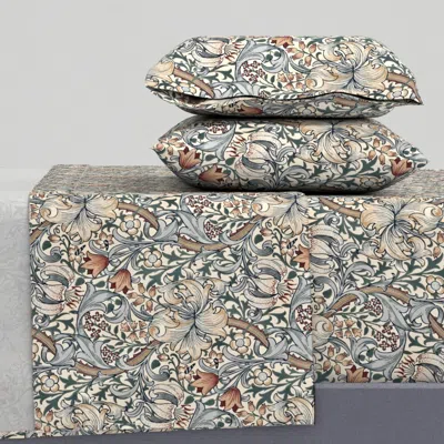 Spoonflower Golden Lily In Summer Haze (rustic Arts & Crafts) - William Morris King Sheet Set