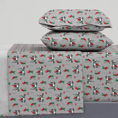 Spoonflower Golfing Santa - Golf Themed Santa Claus Christmas - Grey - Lad20 King Sheet Set
