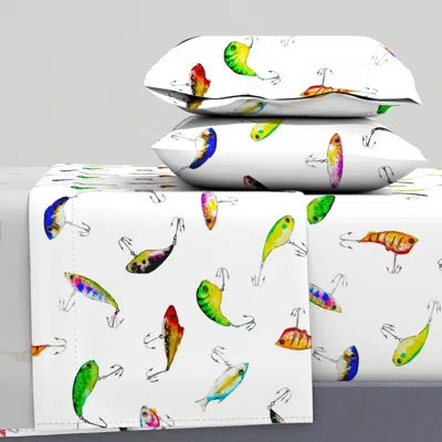 Spoonflower Gone Fishing Fishing Lures Cal King Sheet Set