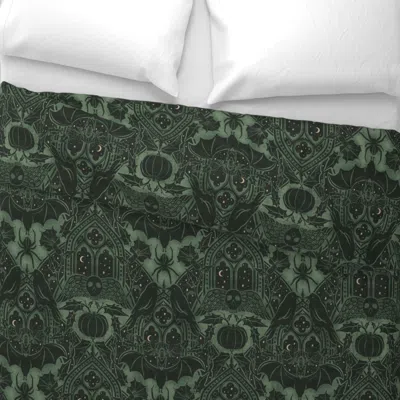 Spoonflower Gothic Halloween - Large - Moss Wide Cotton Sateen 3.5 oz 26" X 20" Standard Knife Edge