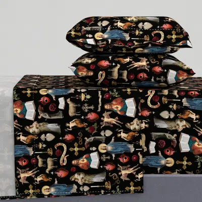 Spoonflower Gothic Vintage Christmas Savior Of The World Jesus Christ With Candle King Sheet Set