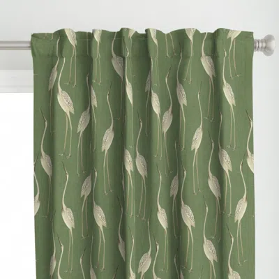 Spoonflower Graceful Herons (large Curtain Panel In Green