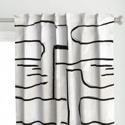 Spoonflower Graffiti Black Offwhite Curtain Panel
