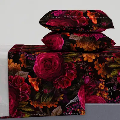 Spoonflower Grandmillennial Dramatic Glamour Heritage Gothic Dark Moody Florals Vintage Cal King She