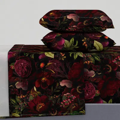 Spoonflower Grandmillennial Peonies Gothic Dramatic Heritage Timeless Elegance Blooms King Sheet Set