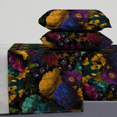 Spoonflower Grandmillennial Peonies Gothic Moody Heritage Decor Floral Opulence Bloom King Sheet Set