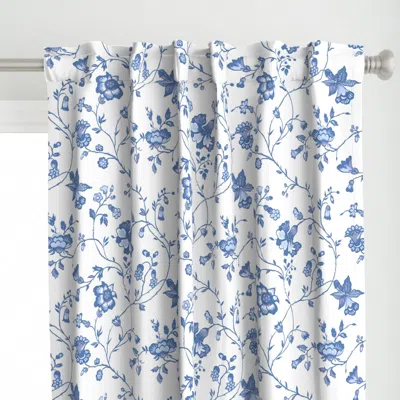 Spoonflower Granny Chic Blue Floral Curtain Panel