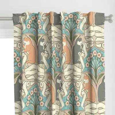 Spoonflower Gray And Orange Cats With Curtain Panel