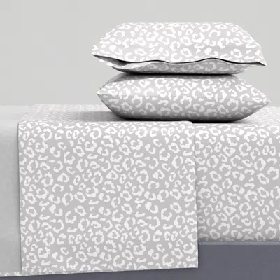 Spoonflower Gray Leopard Queen Sheet Set