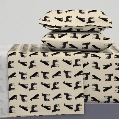 Spoonflower Great Dane Black Simple Dog Breed Fabric Tan Queen Sheet Set
