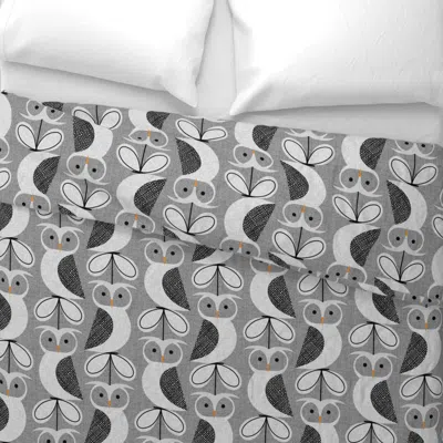 Spoonflower Great Horned Owl-gray-large Scale Wide Cotton Sateen 3.5 oz 26" X 20" Standard Knife Edge
